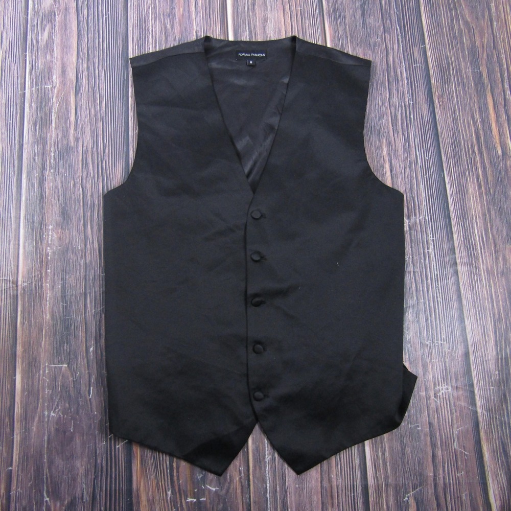 Suit Vest Formal Fashions Mens M Black Solid Polyester Tuxedo Wedding‎ Formal